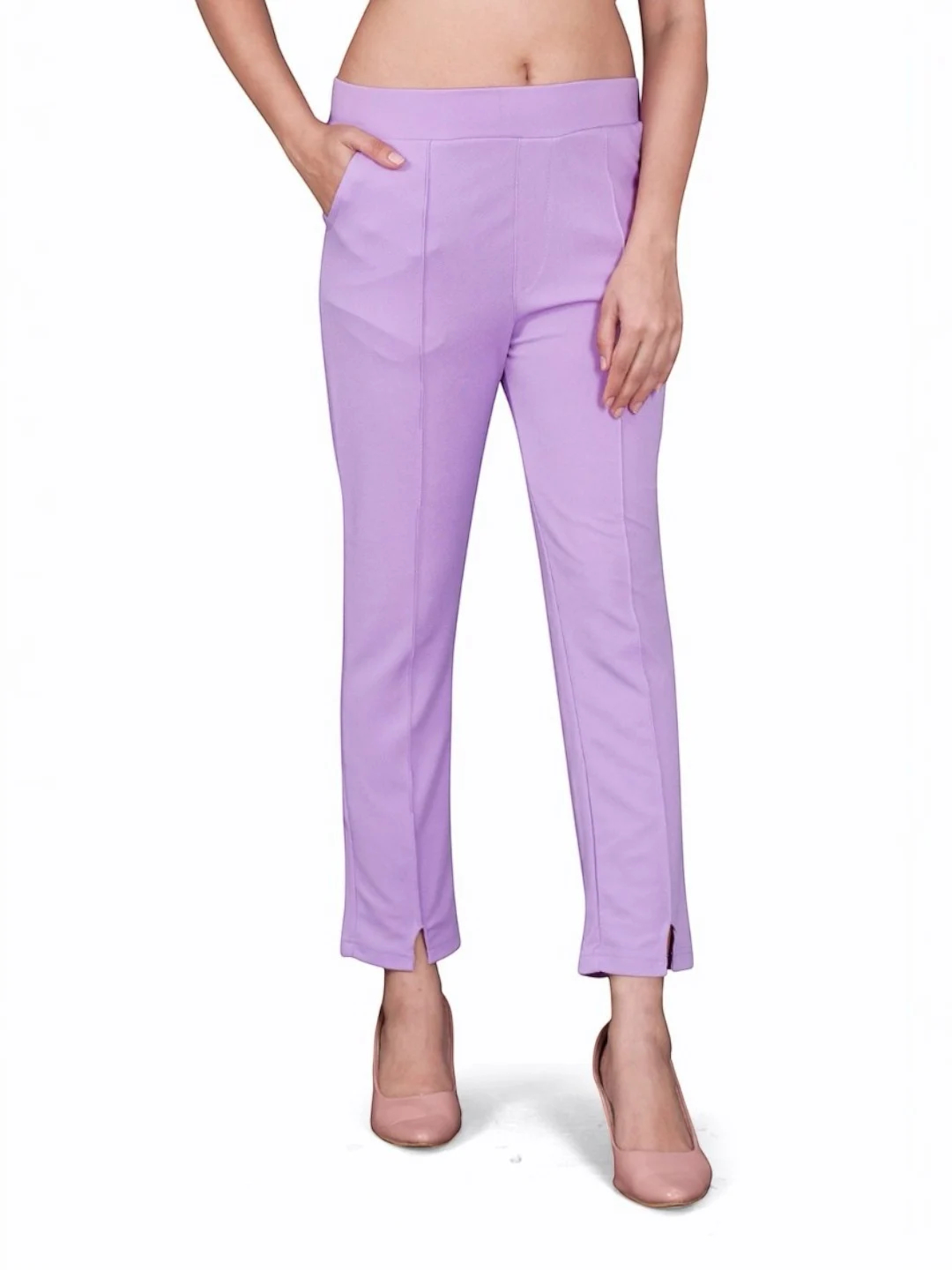 Women's Premium Fabric Pants Lavender – Slim Fit