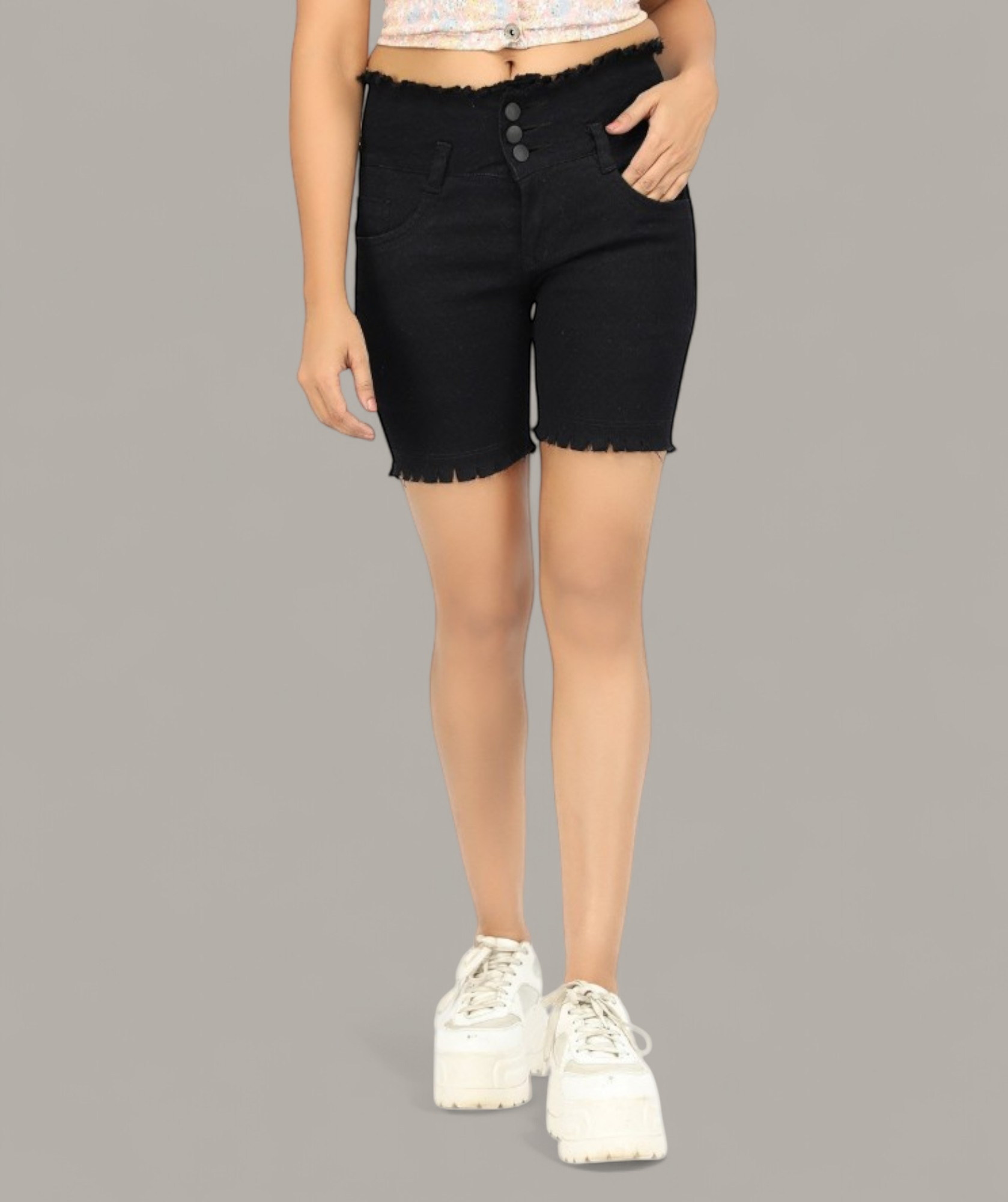 Women's Denim Shorts Black – Solid