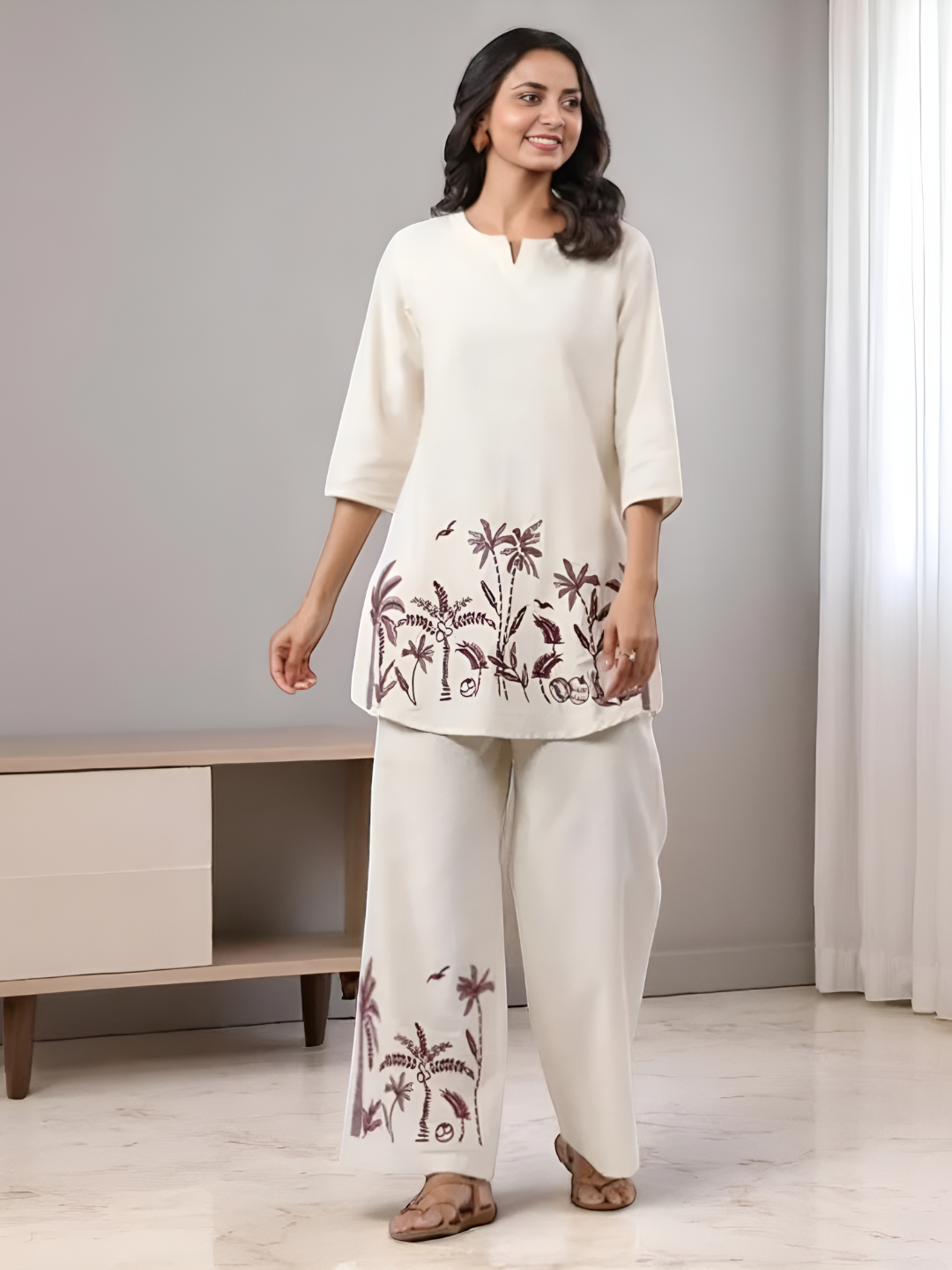 Women's Cotton Palazzo Set Off-White – Ready to Wear