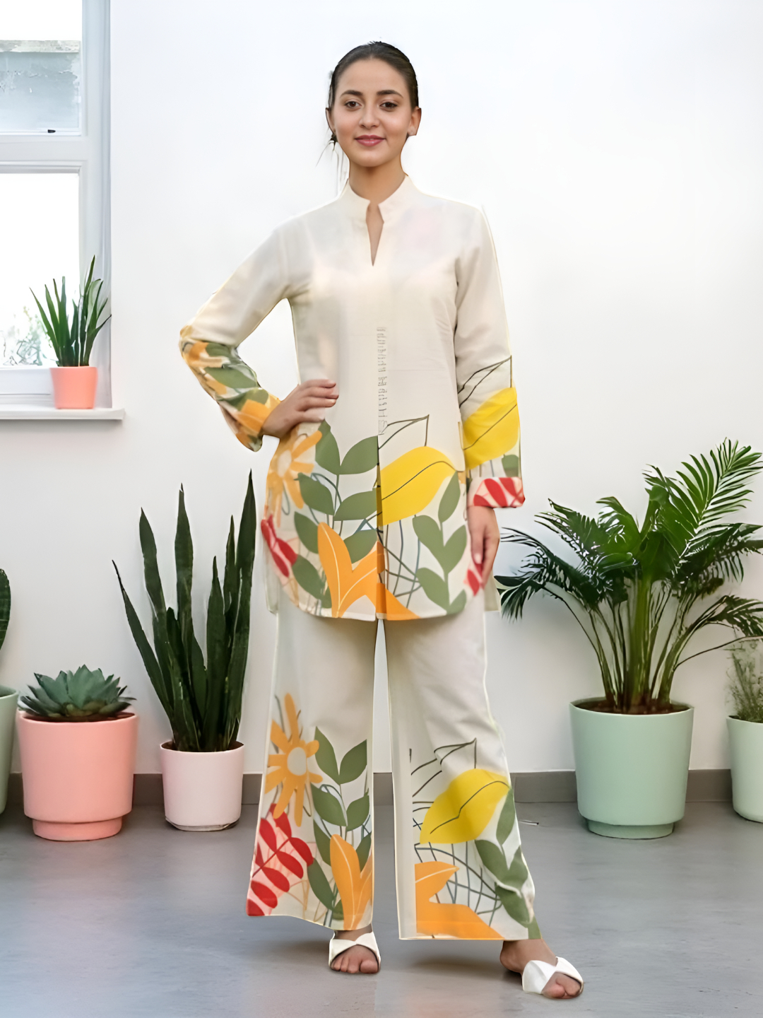 Women's Cotton Palazzo Set Off-White – Ready to Wear