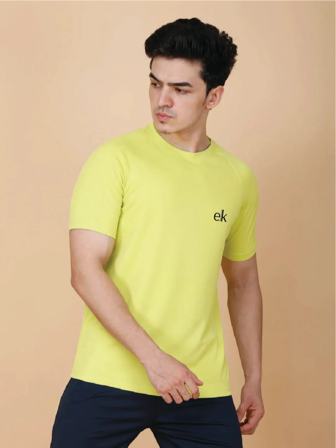 Men's Premium Fabric Dot Knit T-Shirt Lime Green