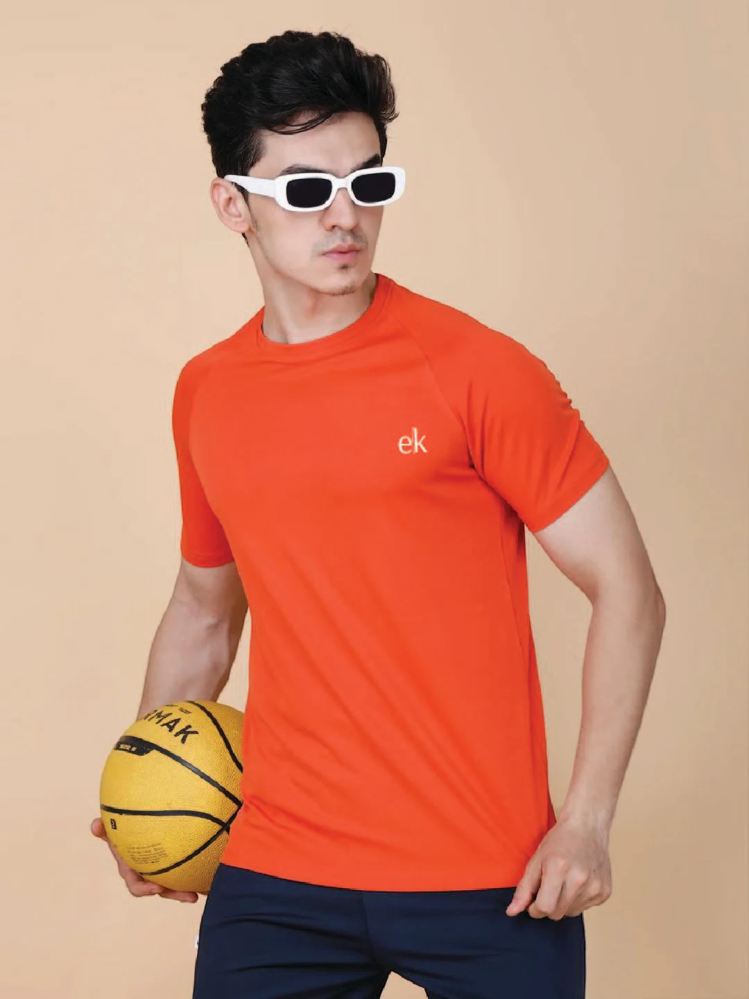 Men's Premium Fabric Dot Knit T-Shirt Rust Orange