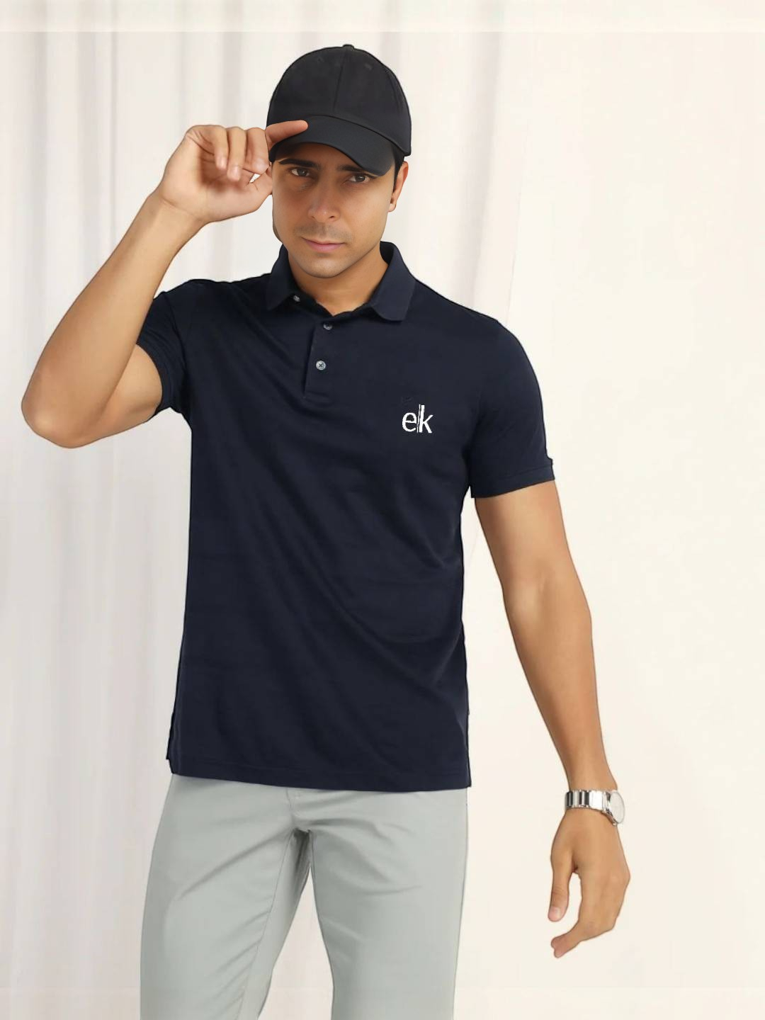 Men's Premium Fabric Polo T-Shirt Navy Blue – Solid