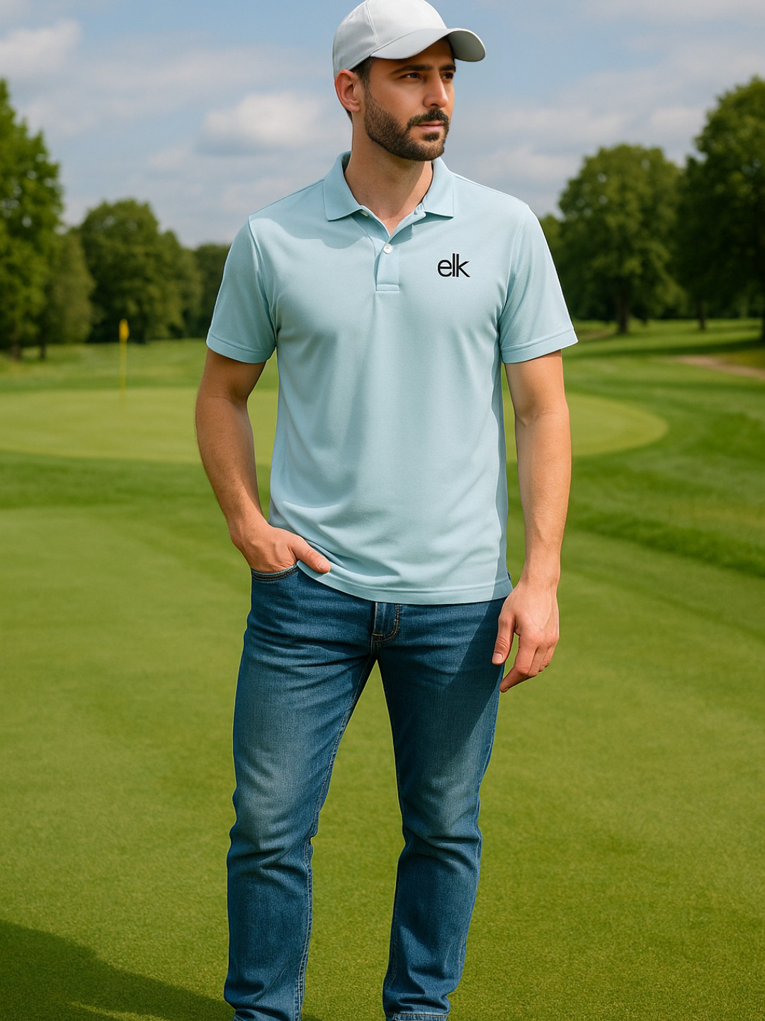 Men's Premium Fabric Polo T-Shirt Sky Blue – Solid