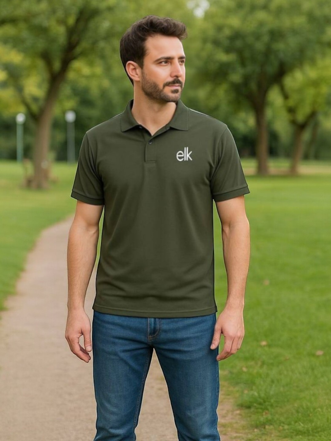 Men's Premium Fabric Polo T-Shirt Olive Green – Solid