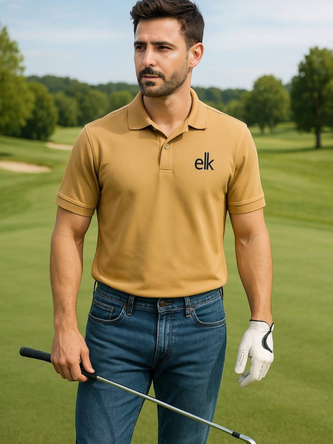 Men's Premium Fabric Polo T-Shirt Camel – Solid