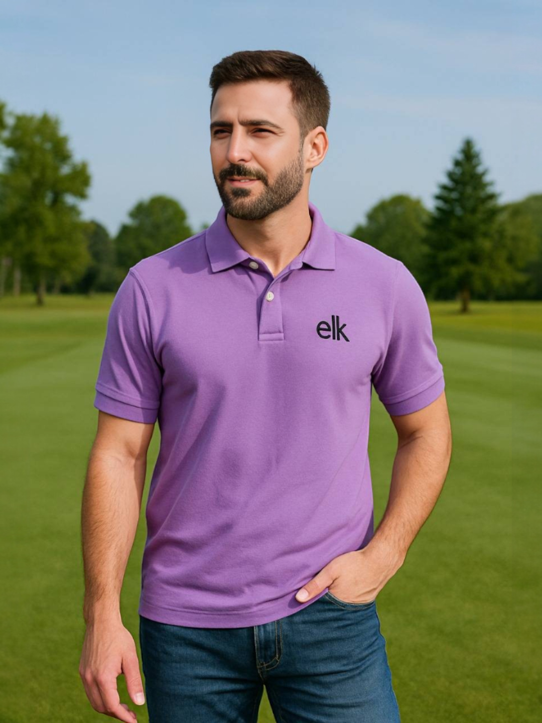 Men's Premium Fabric Polo T-Shirt Lavender – Solid