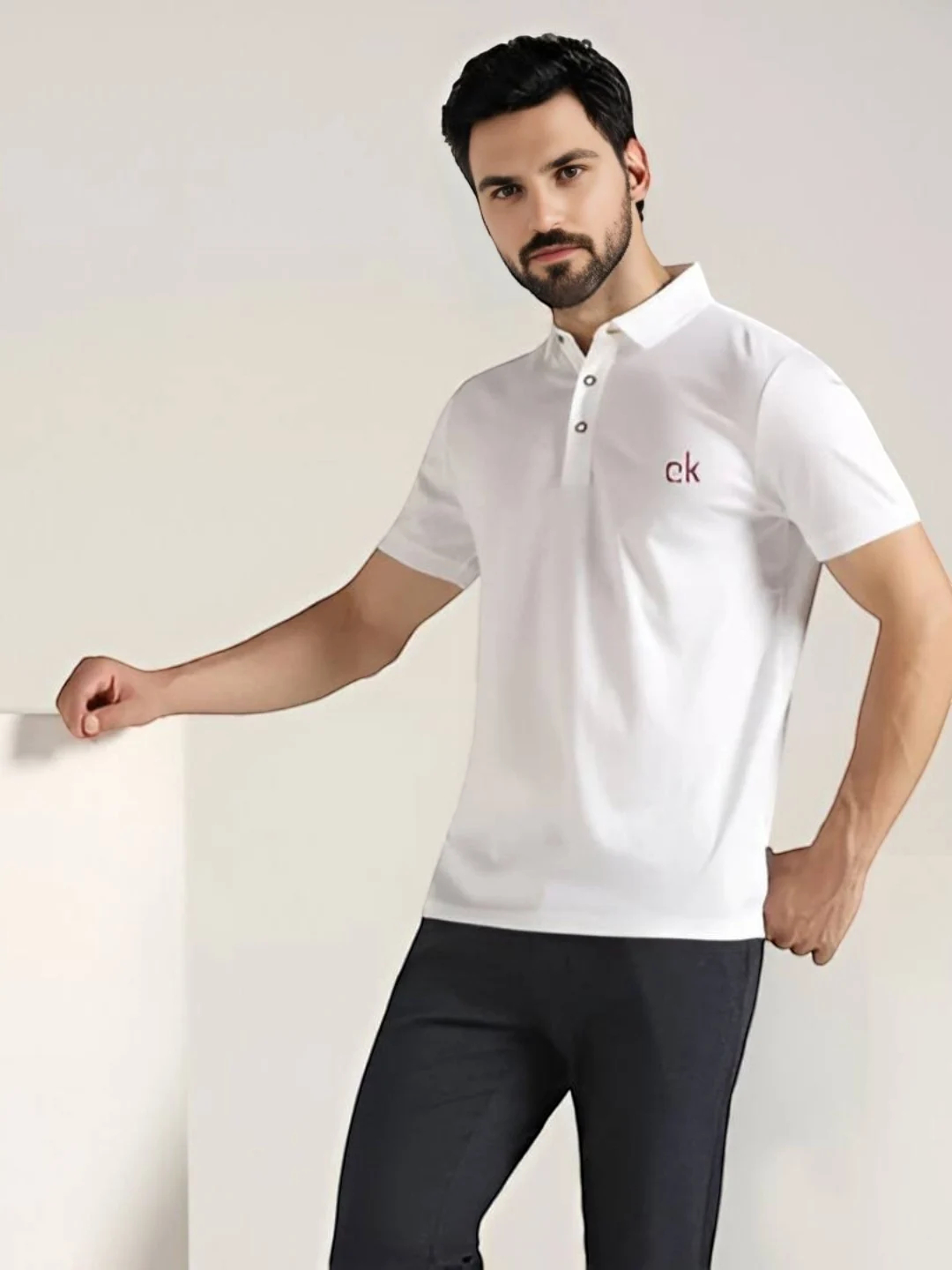 Men's Premium Fabric Polo T-Shirt White – Solid