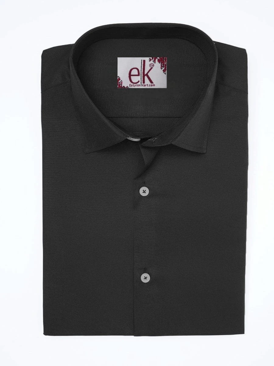 Men's Cotton Shirt Black – Slim Fit