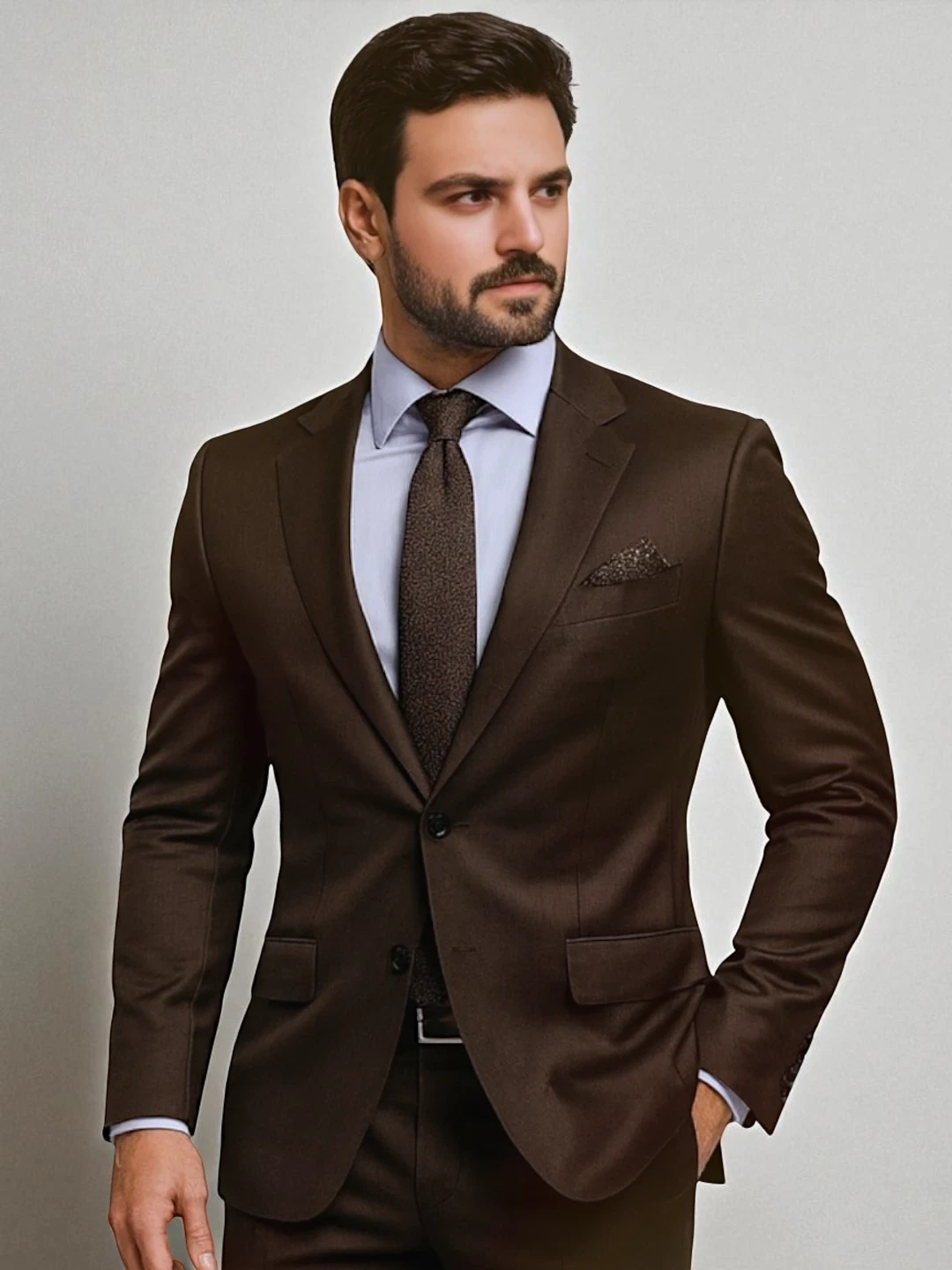 Men's Premium Fabric Blazer Brown – Solid