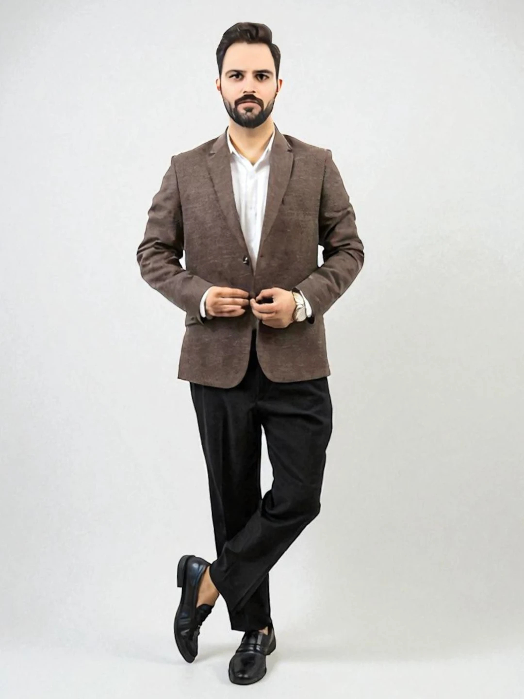 Men's Premium Fabric Blazer Brown – Regular Fit