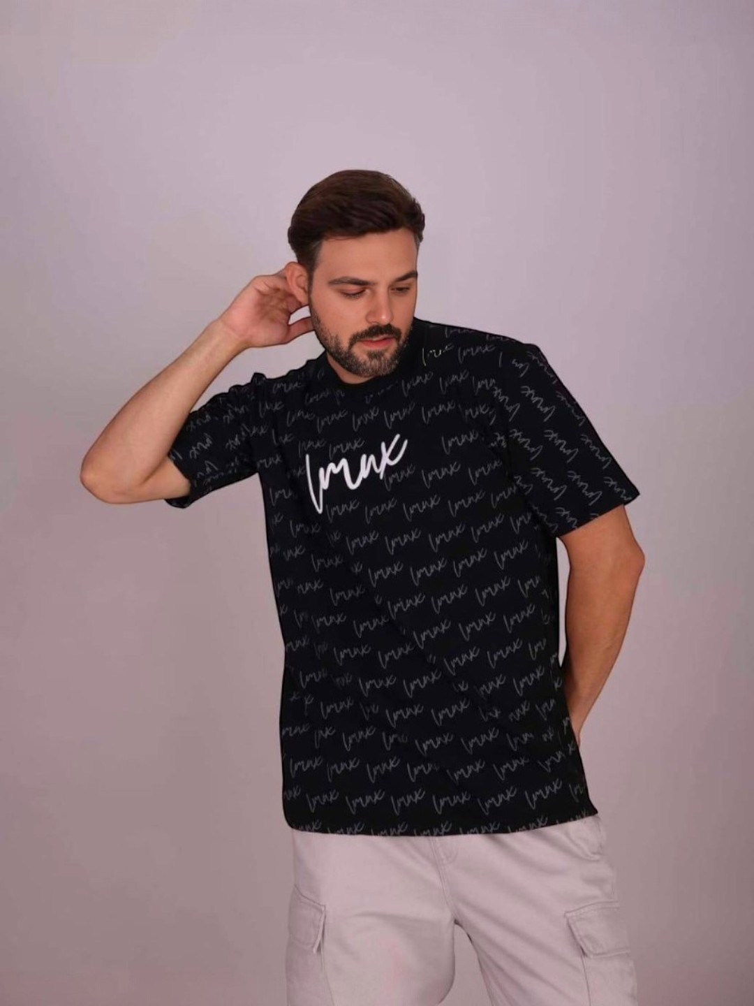 Men's Cotton Blend T-Shirt Black – Oversized Fit