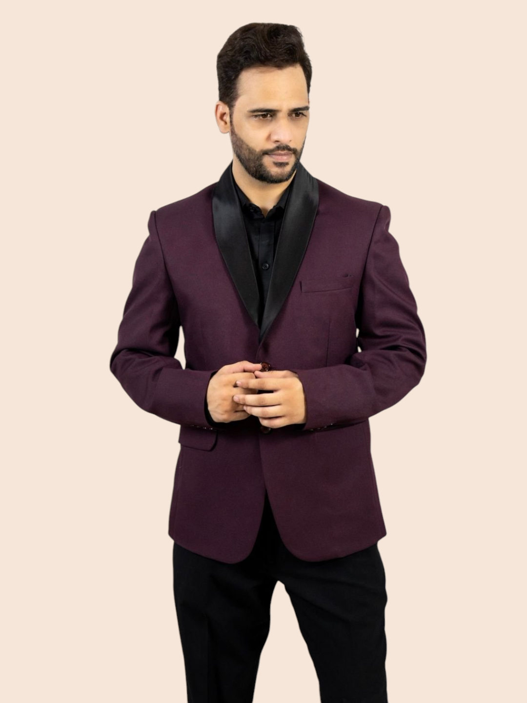Men's Viscose Rayon Blazer Burgundy – Solid