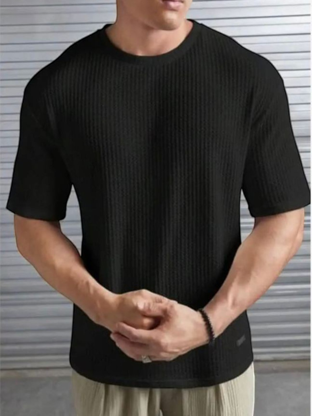 Men's Cotton Blend T-Shirt Black – Oversized Fit