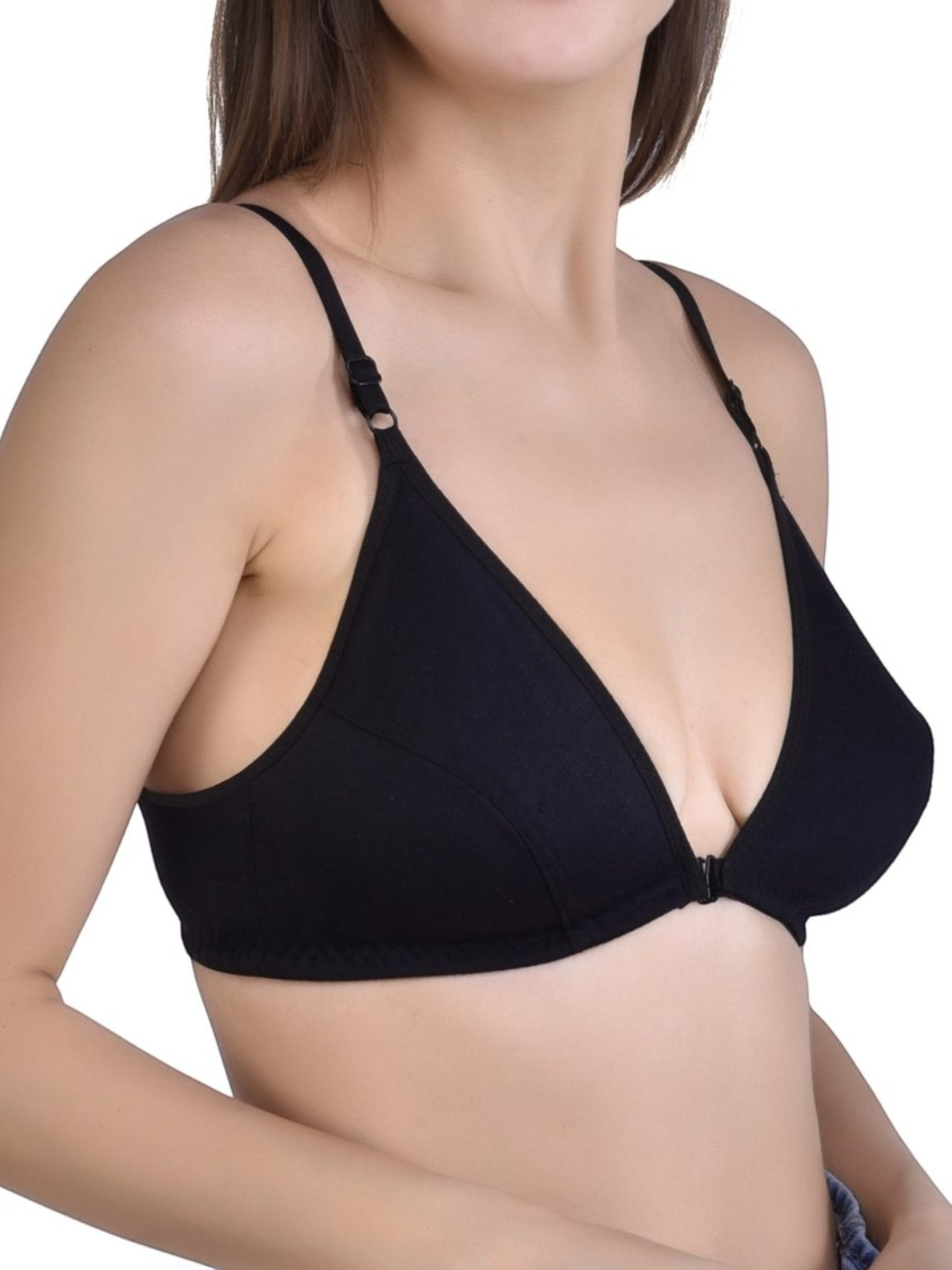Flower Pattern Padded Full Coverage Comfort Bra Black