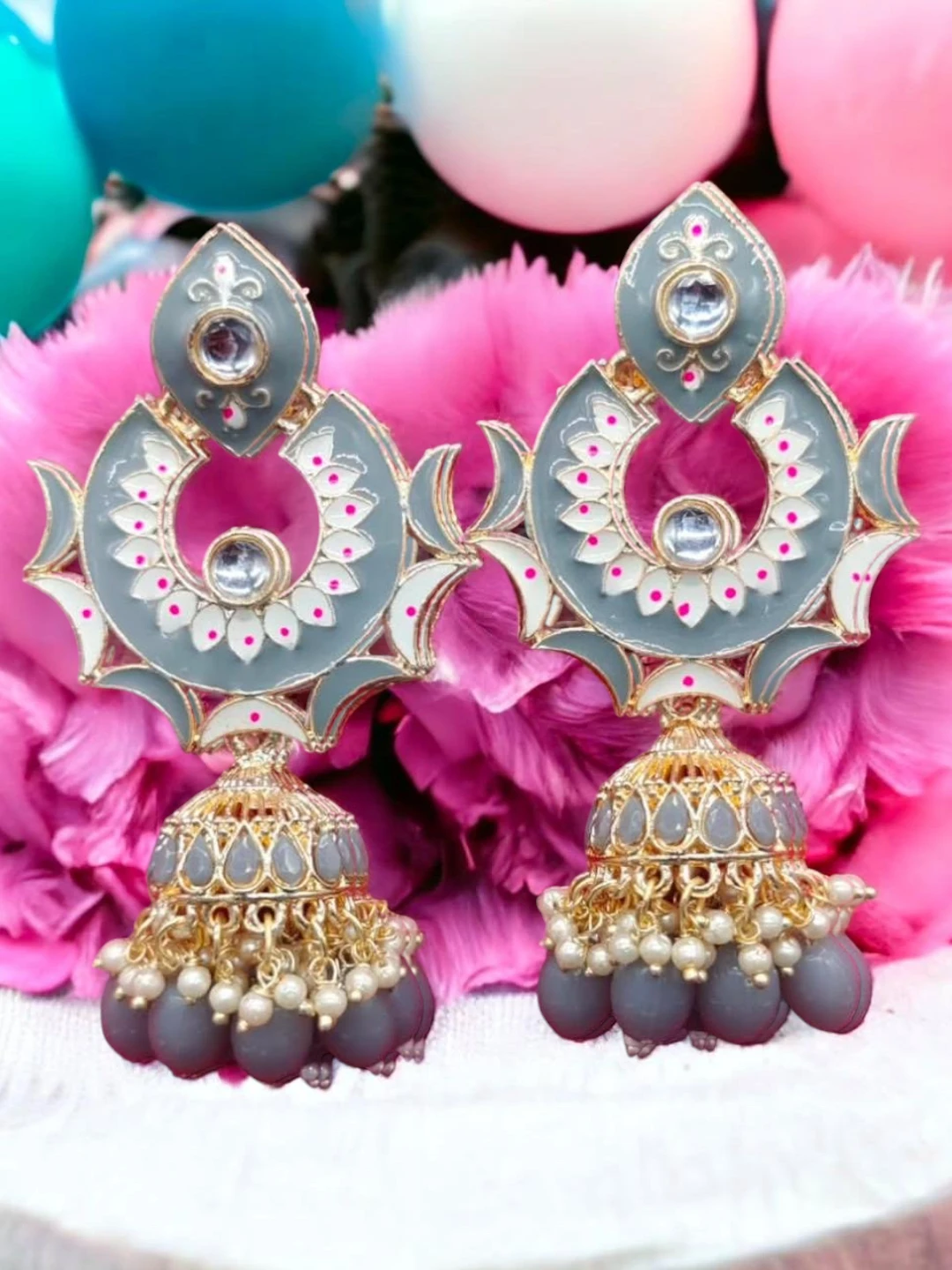 Women's Earrings Grey – Beaded