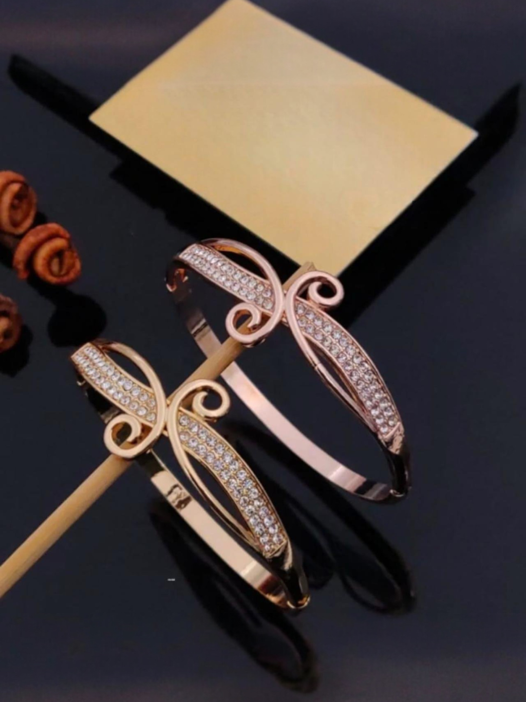 Women Gold-Plated Ad-Studded Kada Bracelet