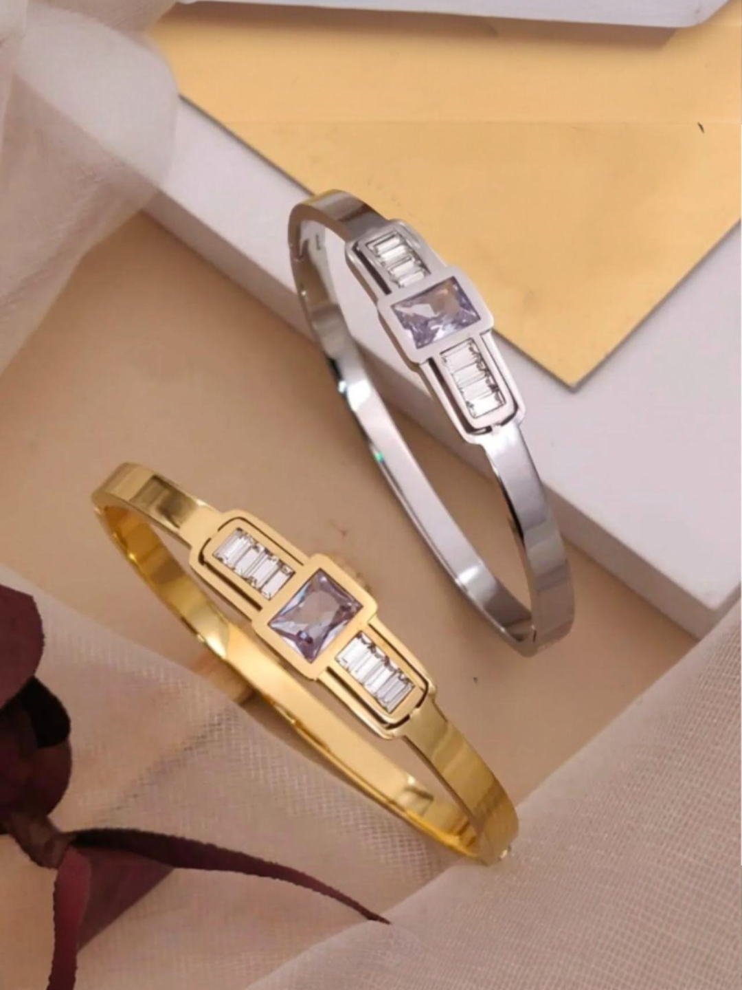 Women Gold-Plated Ad-Studded Kada Bracelet