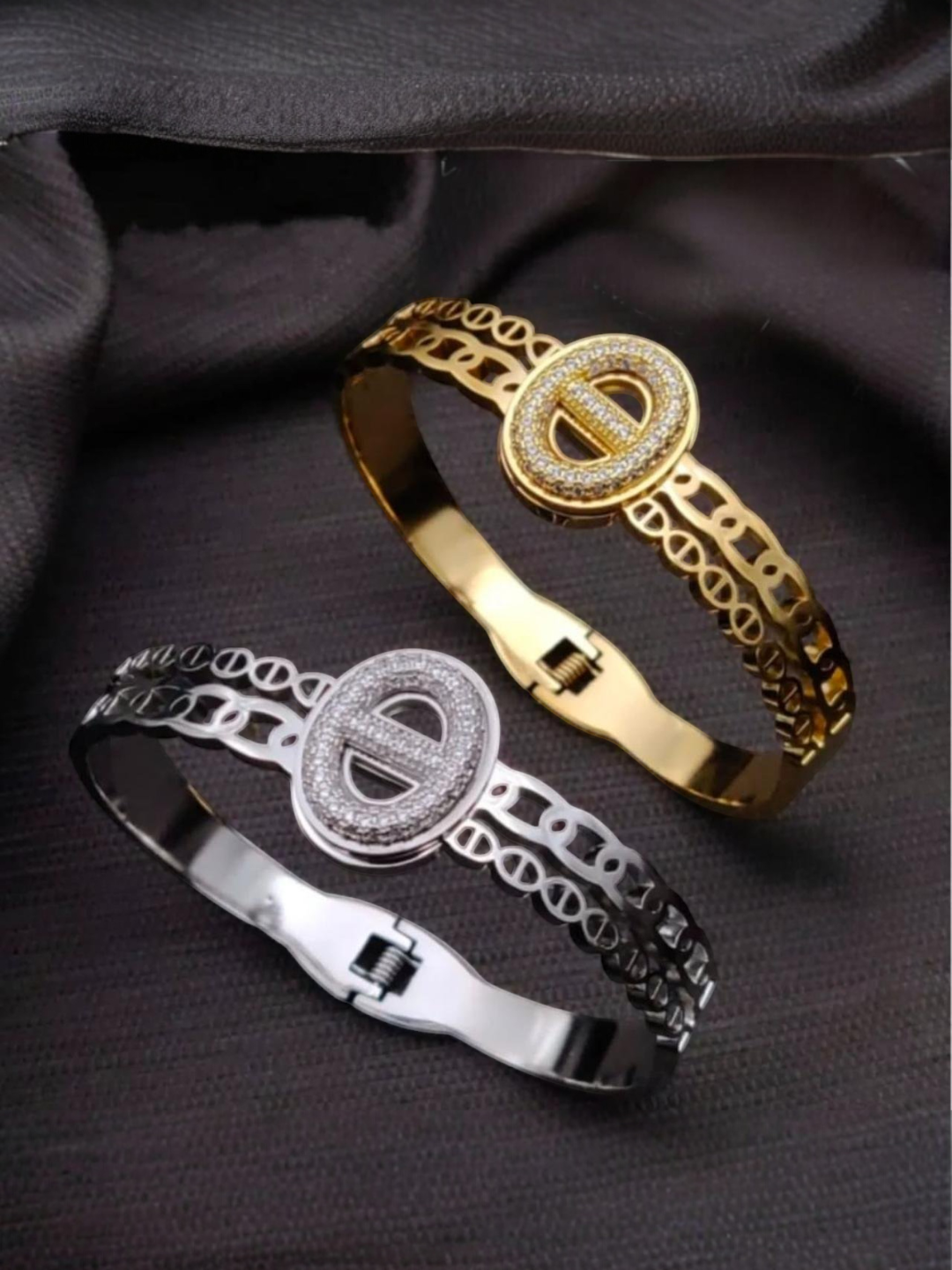 Women Gold-Plated Ad-Studded Kada Bracelet