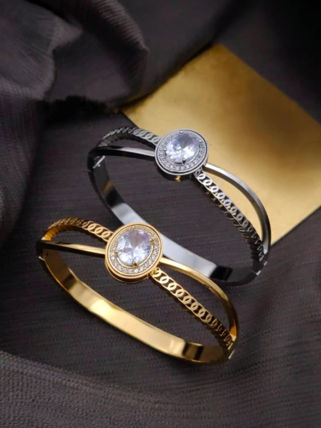 Women Gold-Plated Ad-Studded Kada Bracelet