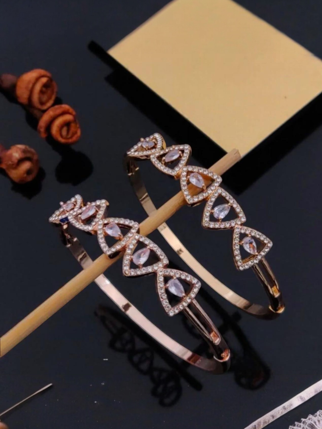 Women Gold-Plated Ad-Studded Kada Bracelet