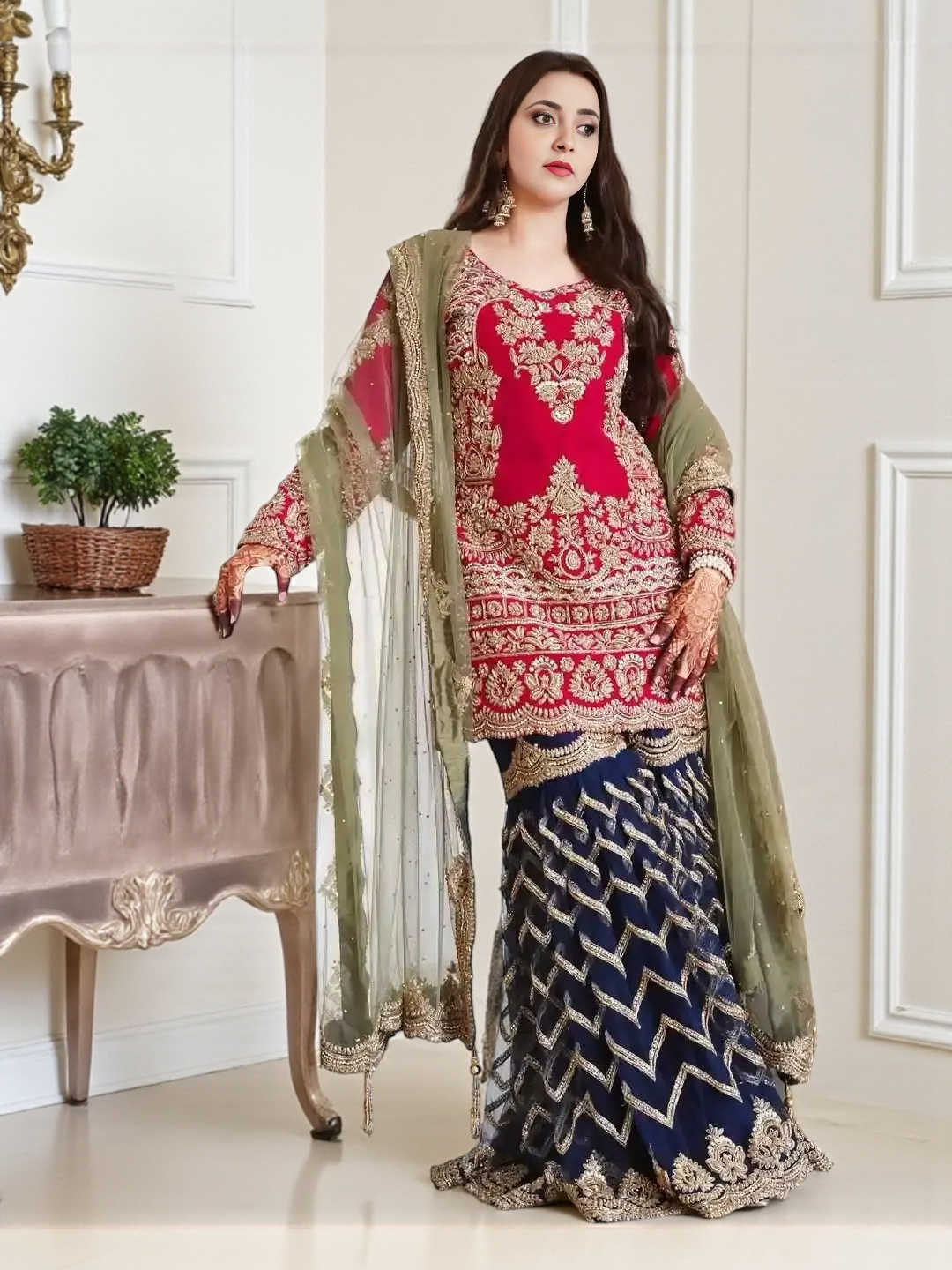 Women's Faux Georgette Palazzo Red – Regular Fit