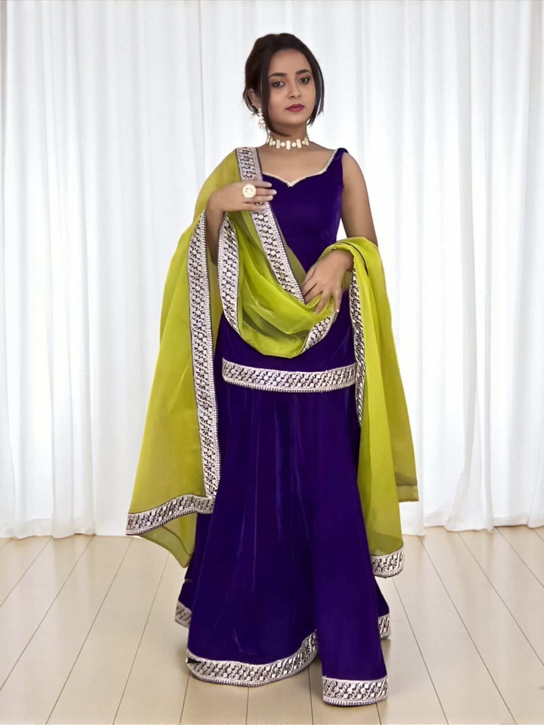Women's Viscose Velvet Palazzo Purple – Ready to Wear