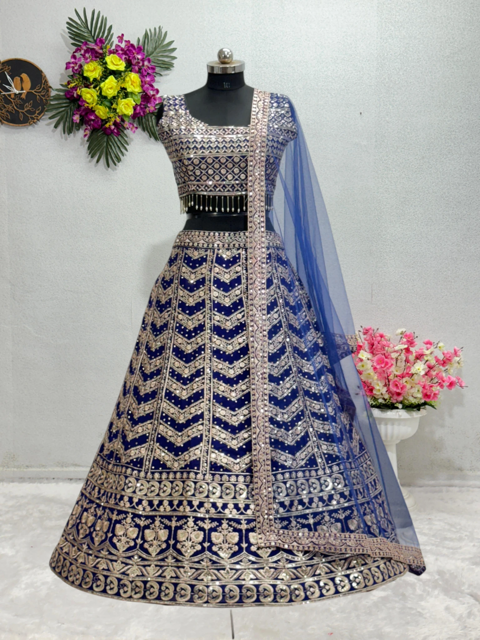 Women's Faux Georgette Lehenga Choli Voilet – Motif