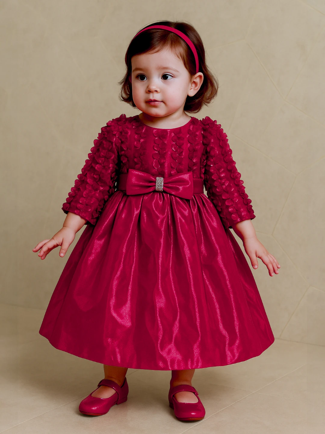 Girls' Premium Fabric Dress Red – Ready to Wear