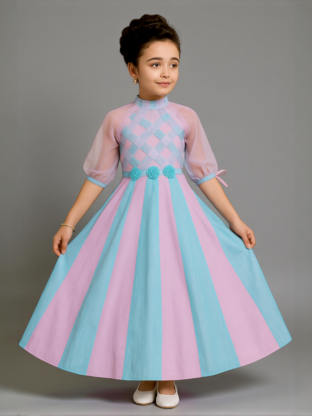 Girls' Georgette Gown Blue – Embellished