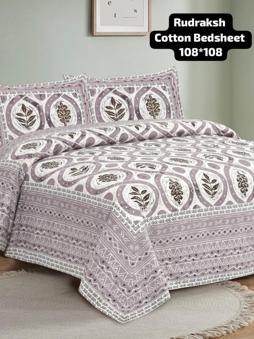 Rudraksh Pure Cotton King Size Bedsheet Set
