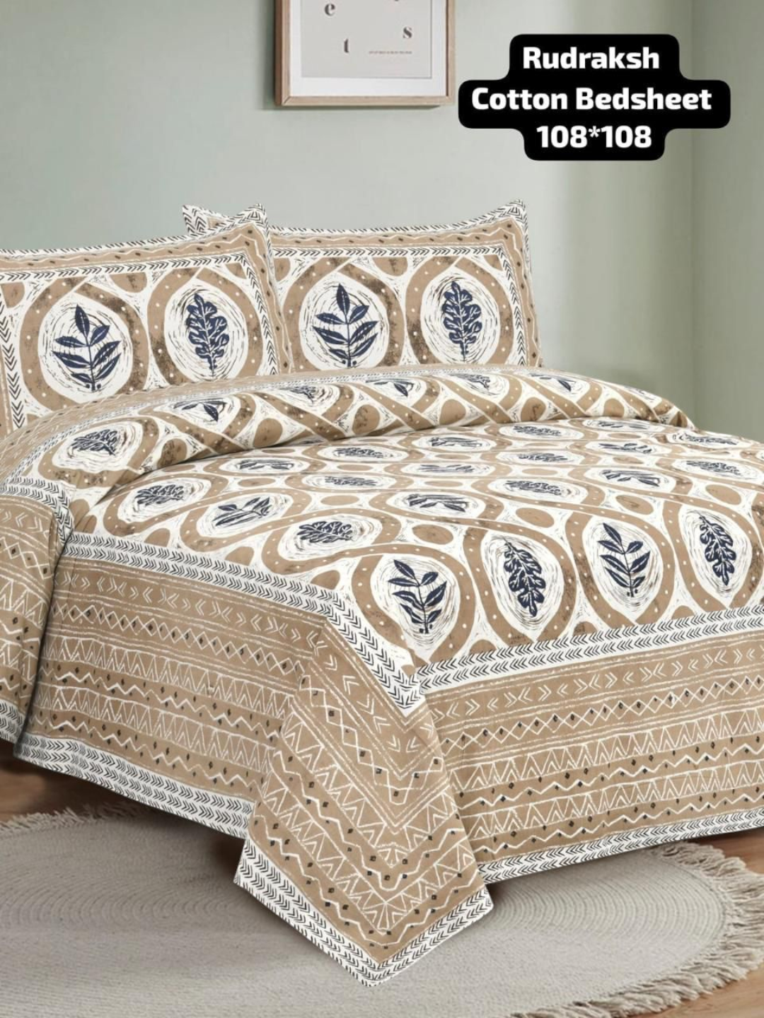 Rudraksh Pure Cotton King Size Bedsheet Set