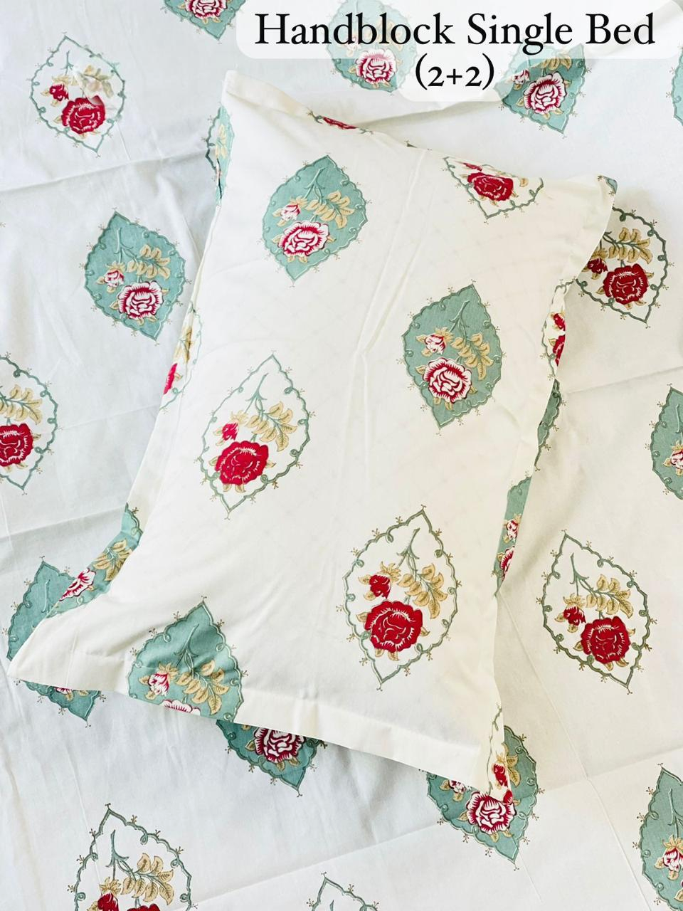 Handblock Single Bed Bedding Set(2+2)