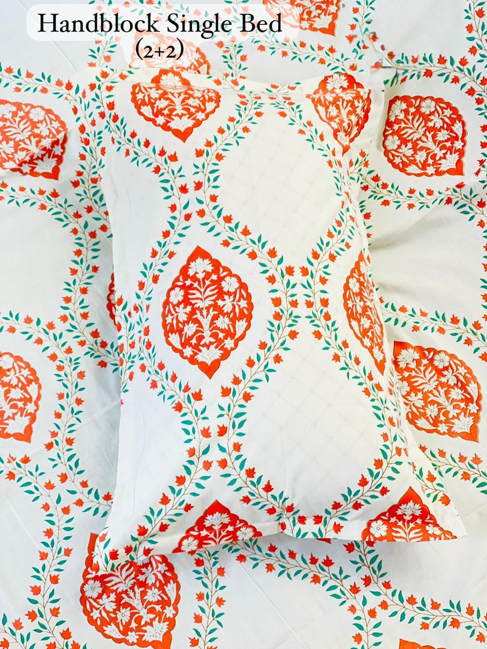 Handblock Single Bed Bedding Set(2+2)