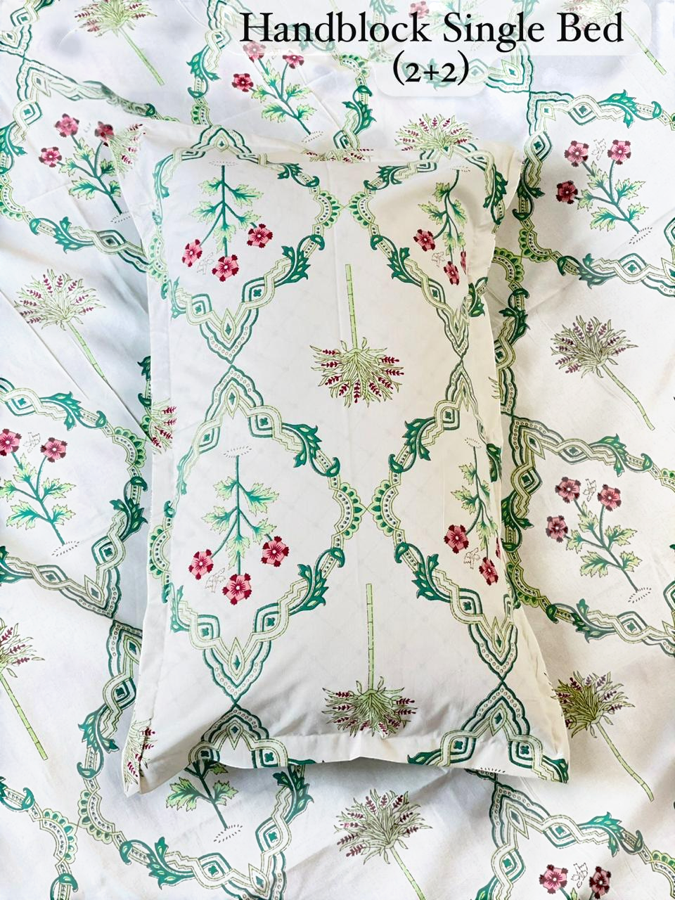 Handblock Single Bed Bedding Set(2+2)