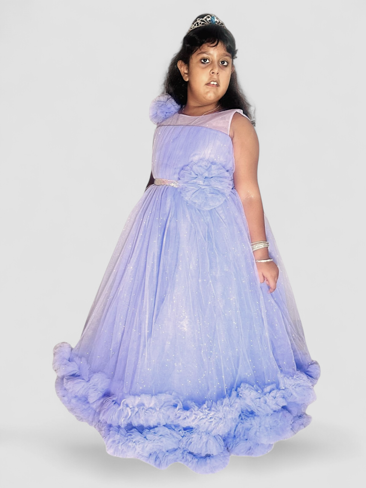 Girls' Net Dress Purple – Flared