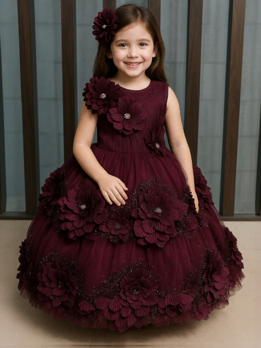 Girls' Dress Wine – Party Wear