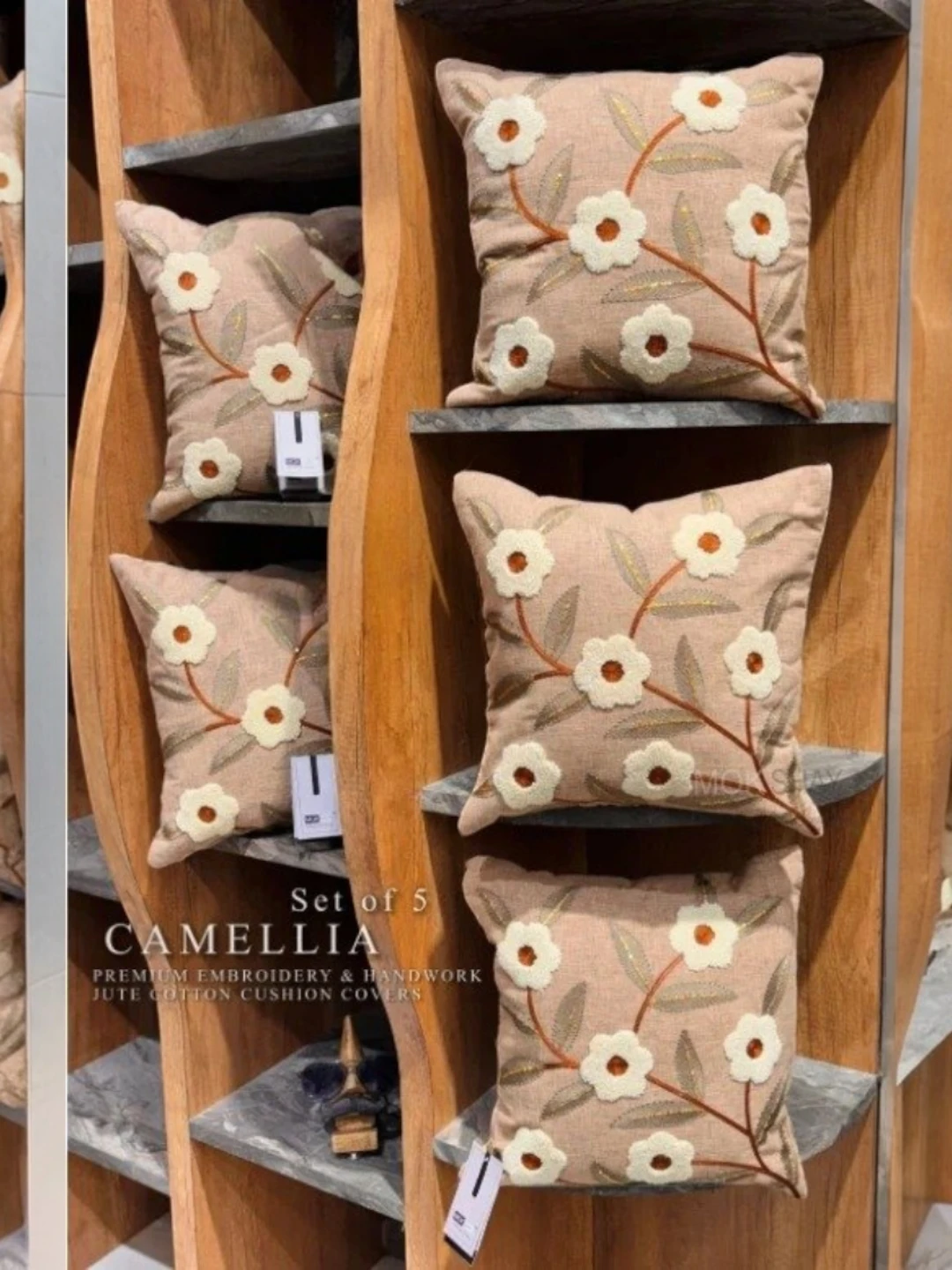 Cotton Pillow Cover Brown – Embroidered