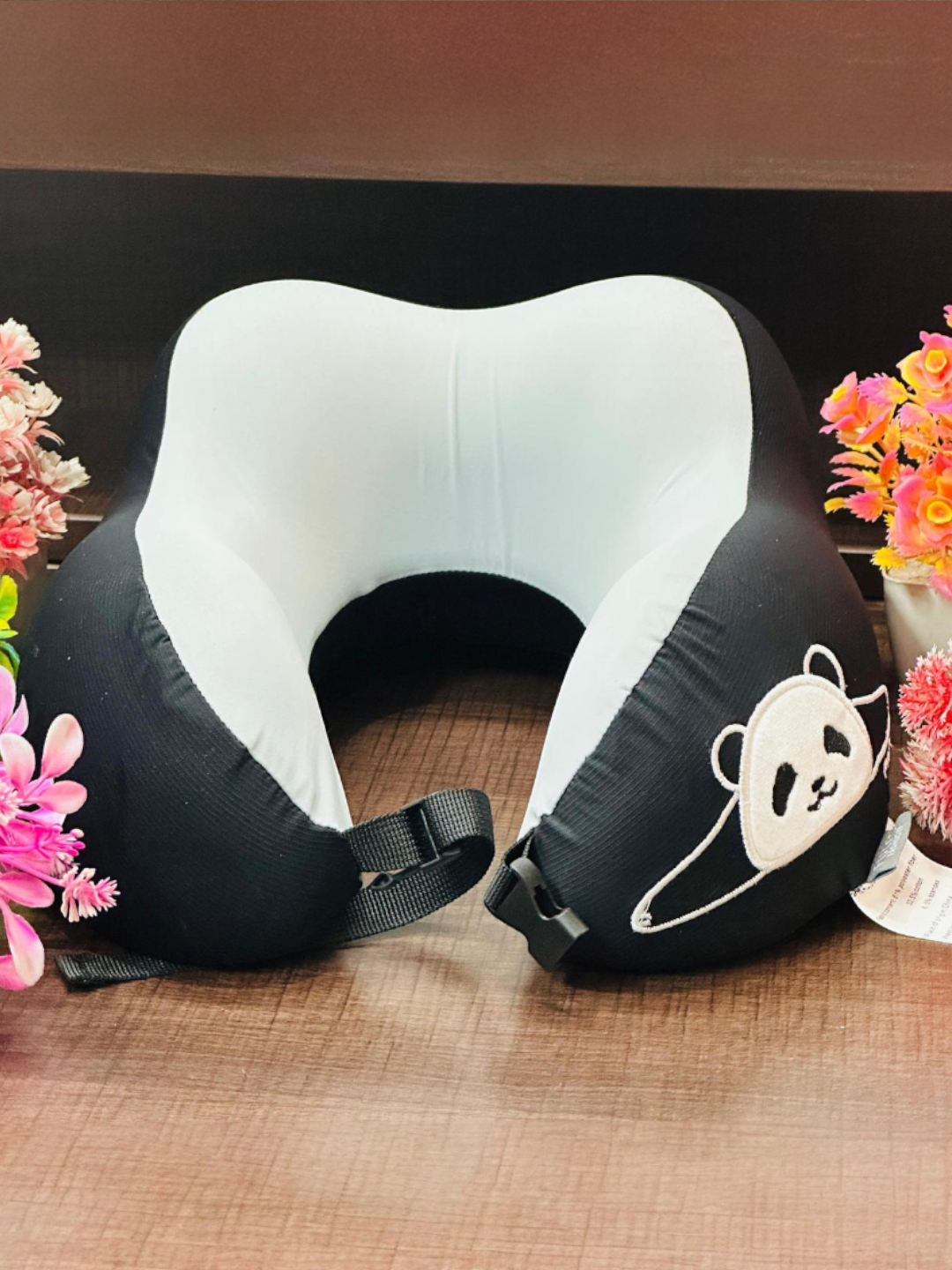 Panda Themed Neck Support Pillow Black