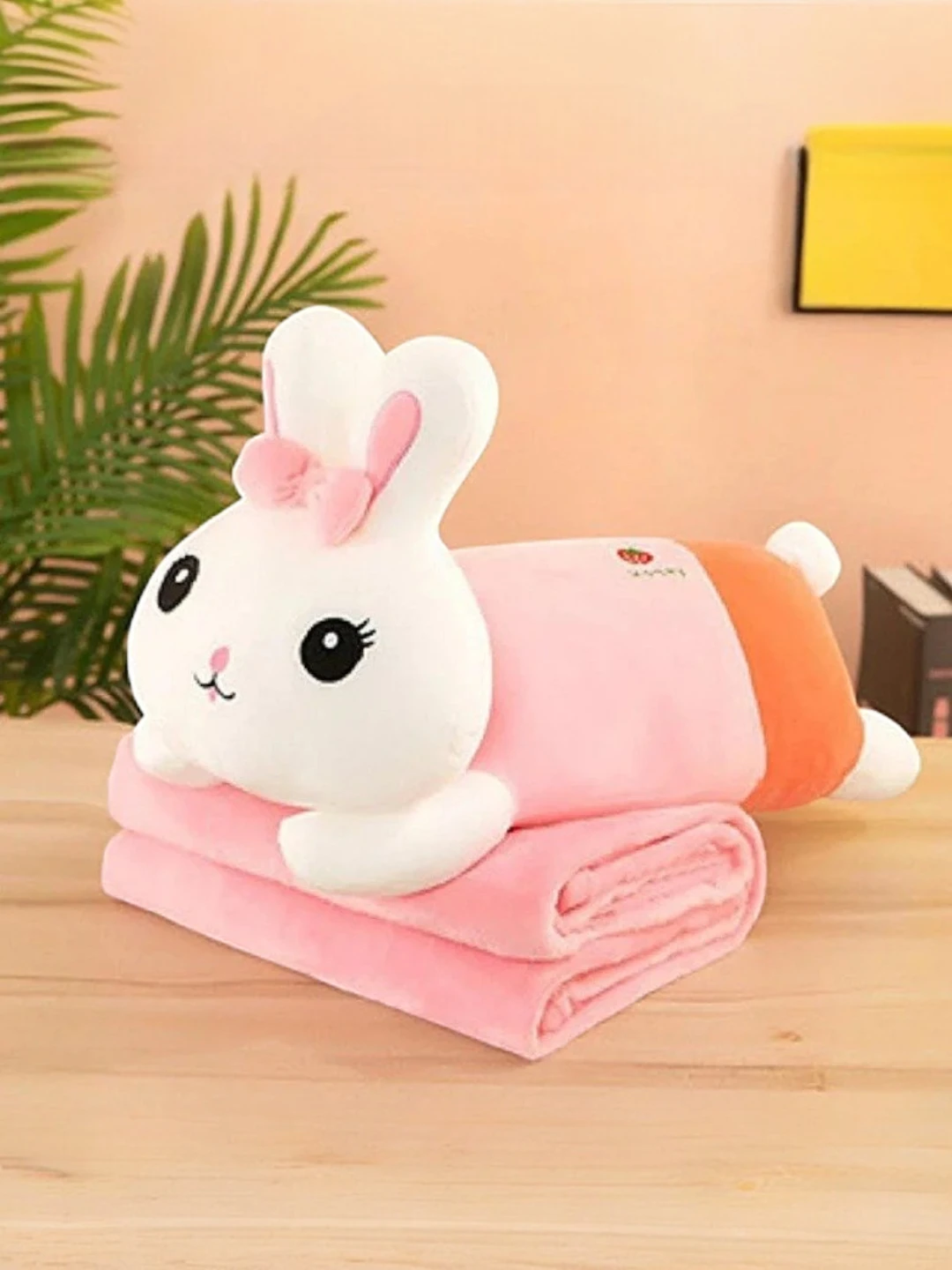 Pink Flannel 3-in-1 Kids' Blanket Pillow and Soft Toy