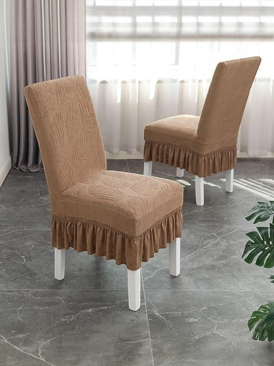 Soft Chair Covers for Dining Room Restaurant Banquet (set of 6) Tan