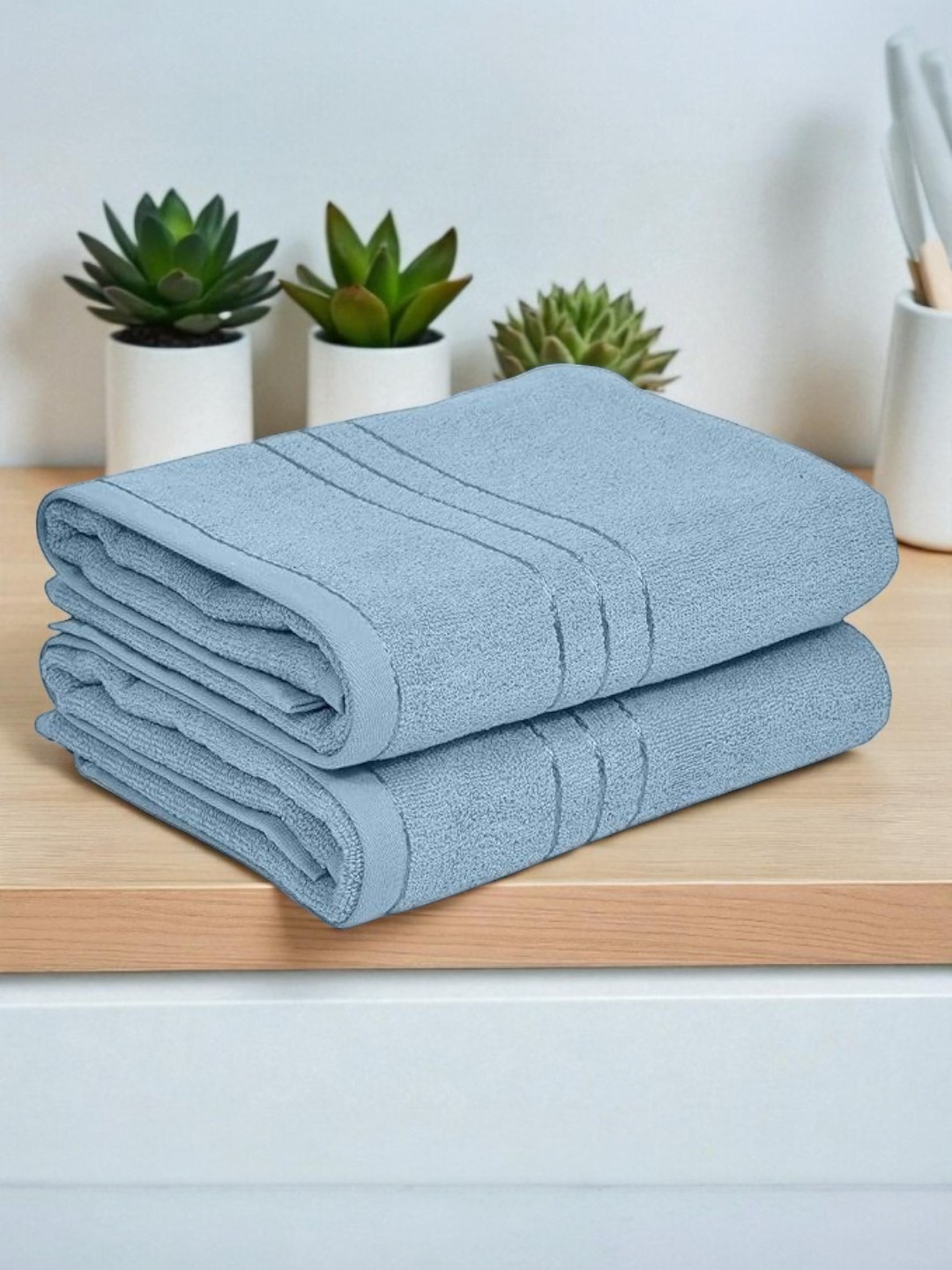 Stripe Cotton 400 GSM Bath Towels Grey