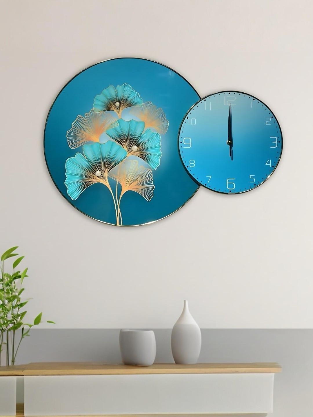 Home Decor Showpiece Wall Clock Blue