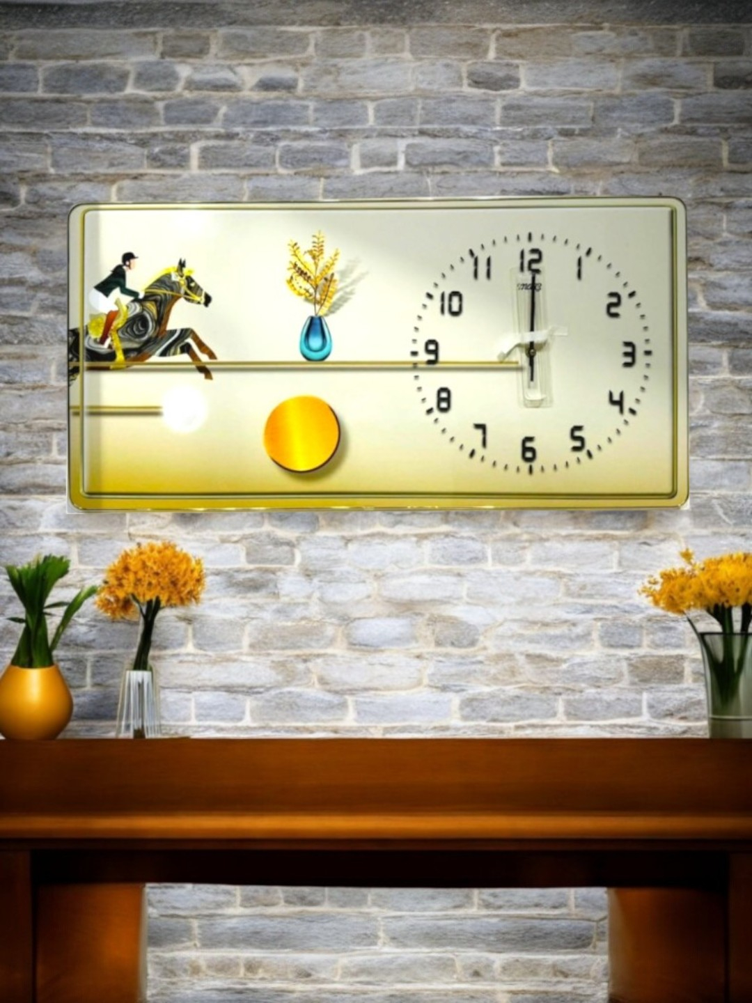 Home Decor Showpiece Wall Clock Yellow