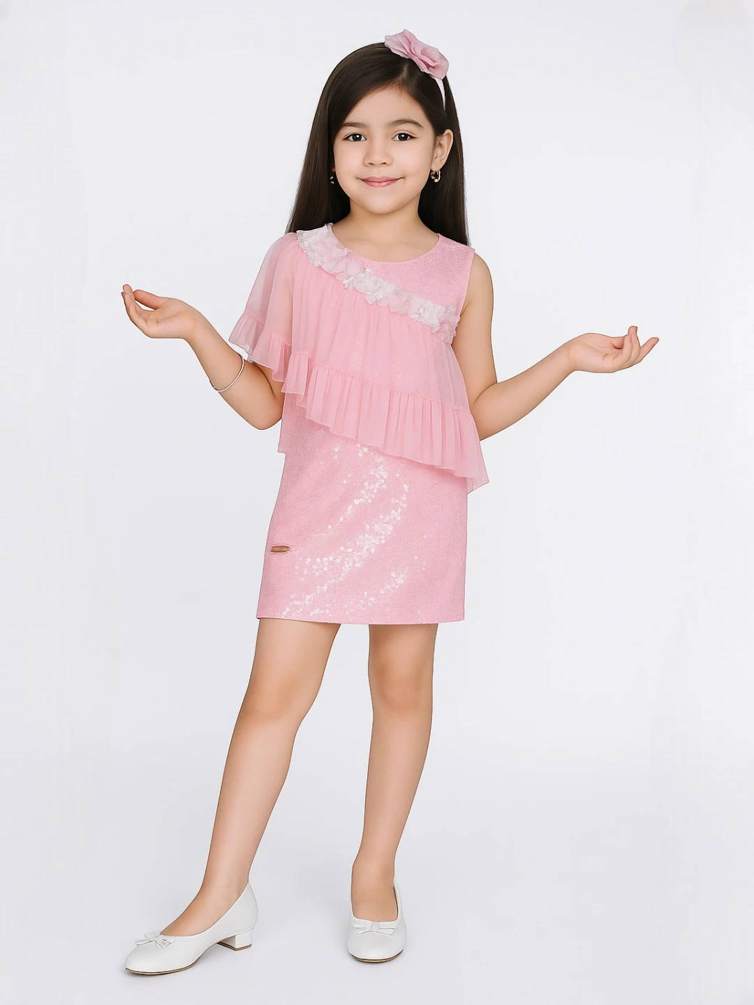 Girls' Premium Fabric Popcorn Dress Pink – a-Line
