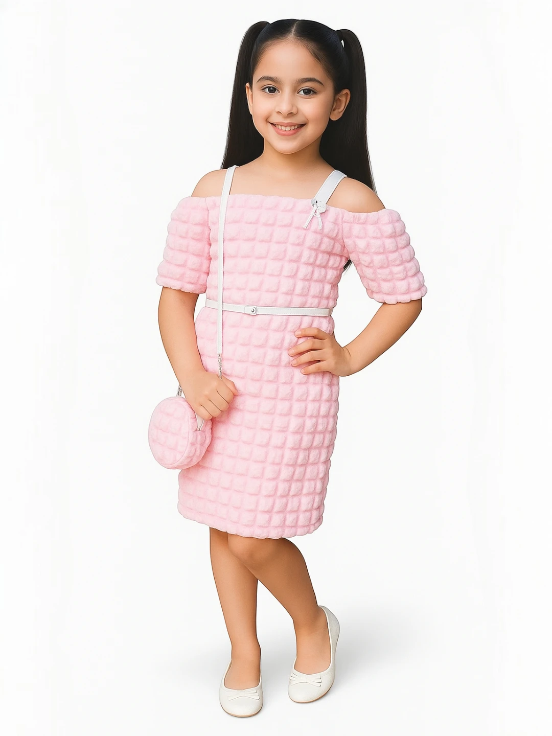 Girls' Premium Fabric Popcorn Dress Pink – a-Line