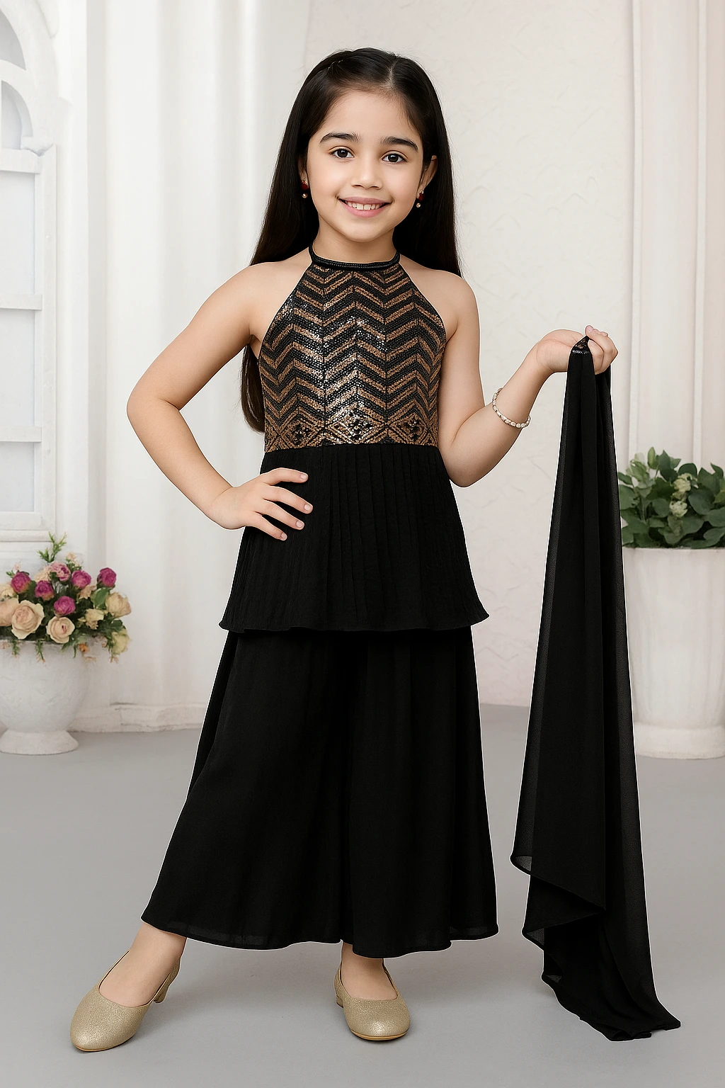 Girls' Kurta Set Black
