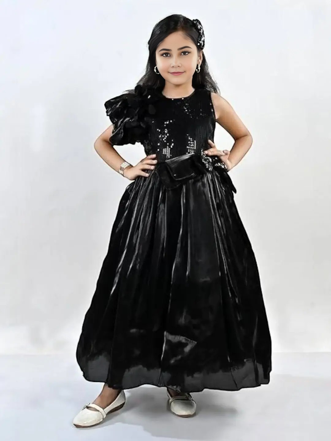 Girls' Premium Fabric Gown Black – a-Line