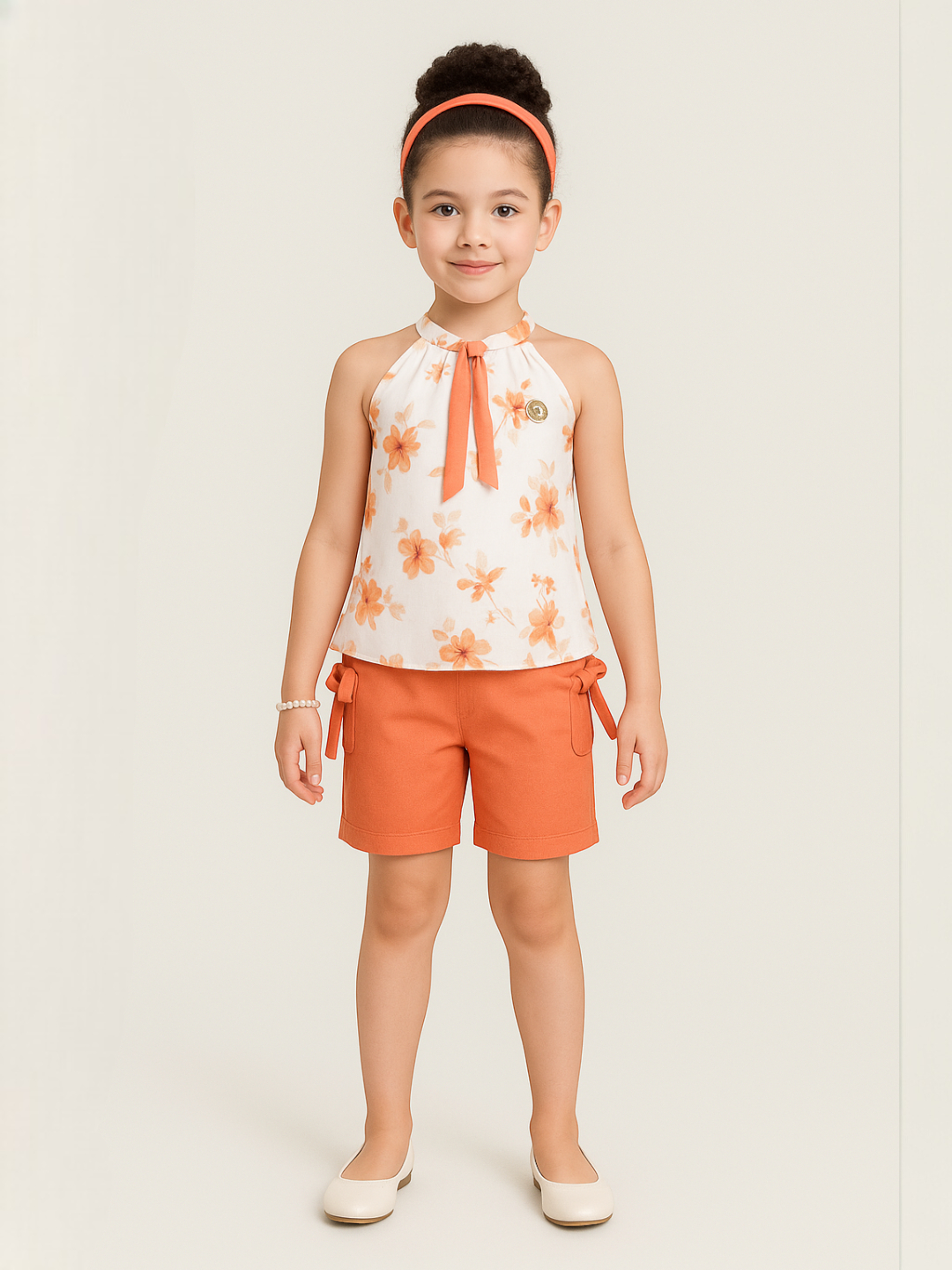 Girls' Rayon Clothing Set Peach – Ready to Wear