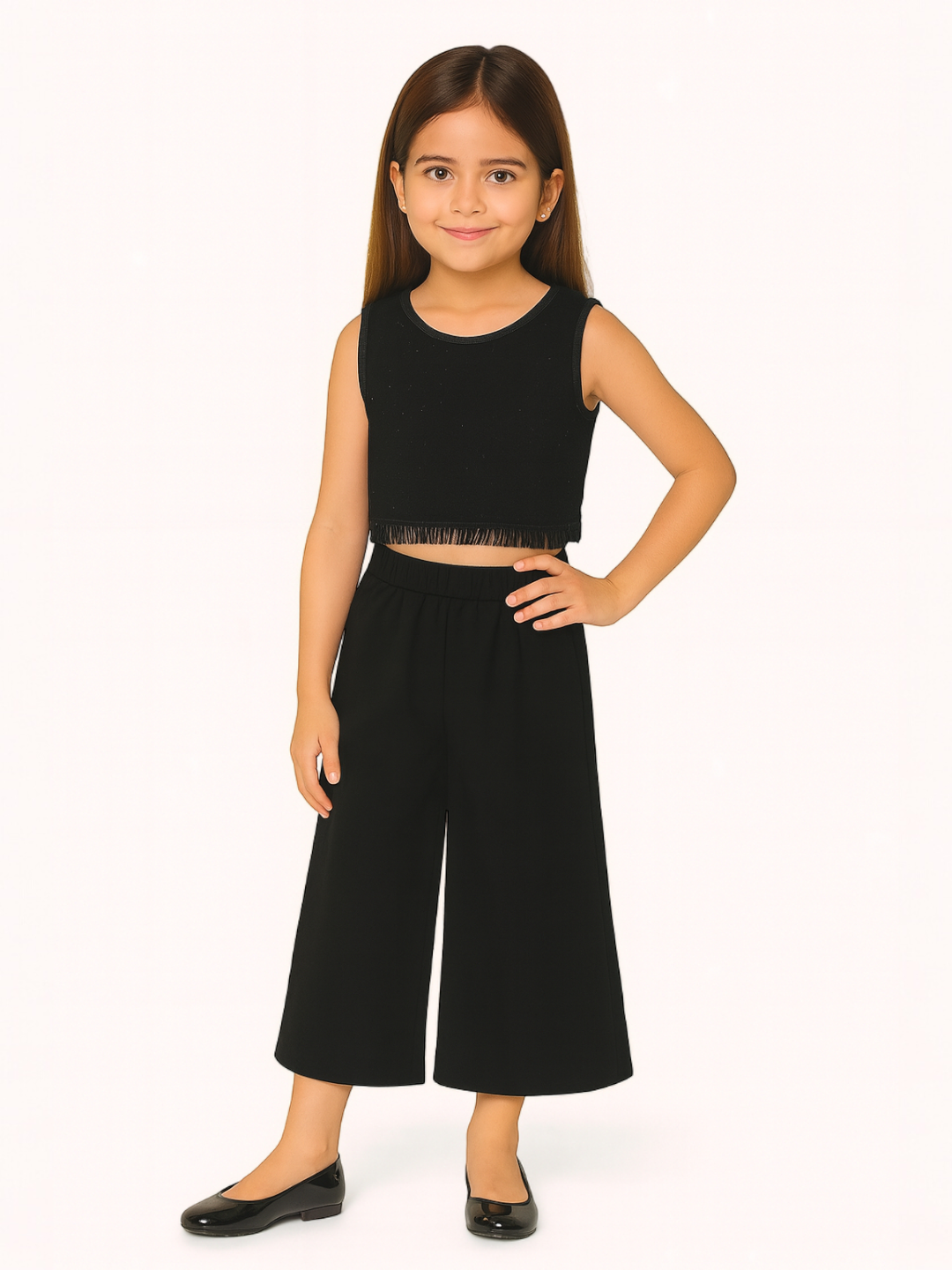 Girls' Georgette Trousers Black – Ready to Wear
